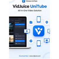 VidJuice UniTube 프로페셔널 1 PC 라이선스 지원 8K 비디오 다운로더 & MP3 컨버터 12개월 구독 빠른 배송