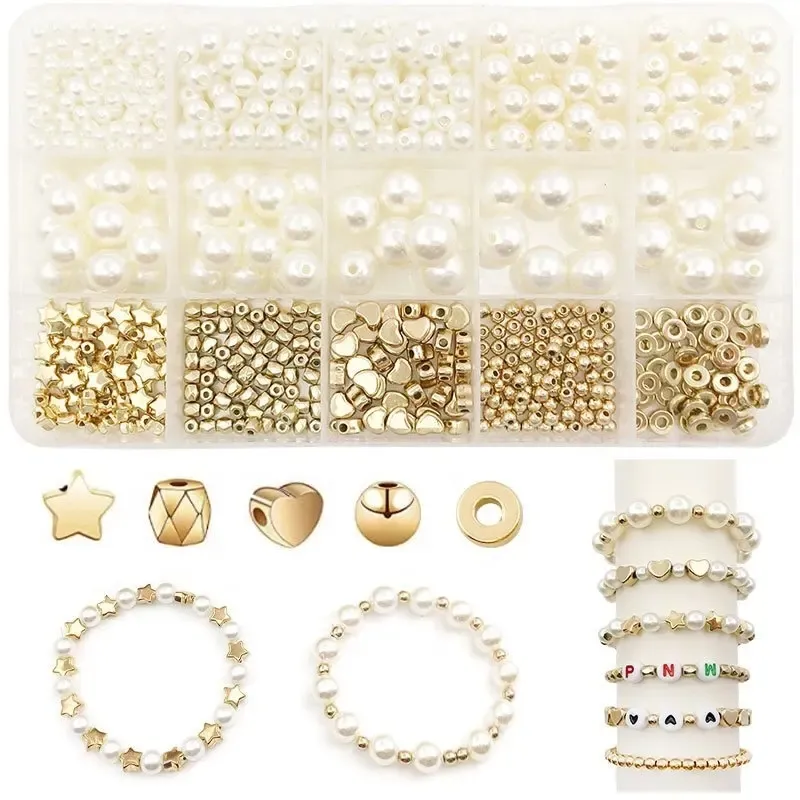 Factory Direct Selling Acrylic White Pearl Beads DIY Set Jewelry Making Bracelet Suppliers for Kids Adult
