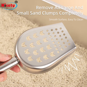 Pelle à litière pour chat moderne en acier inoxydable avec long manche antiadhésif rapide tamisage pelle à litière pour animaux de compagnie pour usage domestique - Product Image 4