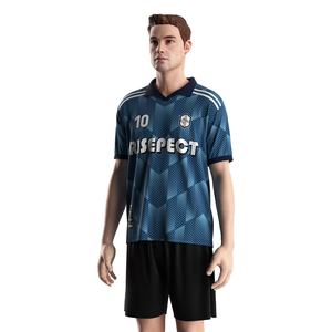 Maillot de football d'équipe avec col polo à bouton unique, doublure en maille respirante et choix de tissus optionnels pour tenue décontractée - Product Image 2