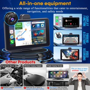 7 inch không dây xe chơi với sao lưu máy ảnh xe Màn hình Carplay : Bluetooth <span class=keywords><strong>GPS</strong></span> <span class=keywords><strong>navigation</strong></span> 2.5K Dash Cam Xe thu âm thanh - Product Image 2