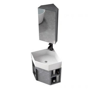 Pia De Canto <span class=keywords><strong>Lave</strong></span> <span class=keywords><strong>Main</strong></span> Dangle Cabinetry Petit Appartement Triangulaire PVC Salle De Bains Cabinet avec Coin Lavabo pour Usage Domestique - Product Image 6
