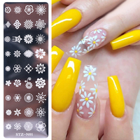 12 modèles de plaques de stamping pour ongles, pochoirs de peinture pour ongles, motifs floraux, feuilles, papillons, gabarits de transfert pour ongles