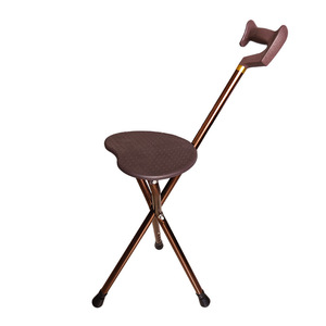 <b>Folding</b> Cane <b>Stool</b> For Elderly Adjustable Three Legged With Soft Grip Handle Round Seat Support - Product Image 2