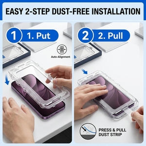 Kit de protection d'écran en verre trempé HD transparent de haute qualité pour iPhone 18 Pro Max, installation facile, anti-poussière, marque blanche - Product Image 2