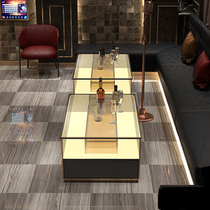 <span class=keywords><strong>Muebles</strong></span> Personalizados para Club Nocturno, Mesa LED para Lounge Bar, Mesa de Vidrio Templado con Iluminación, Mesa de Acero Inoxidable para Discoteca, Club de Baile, KTV - Product Image 4