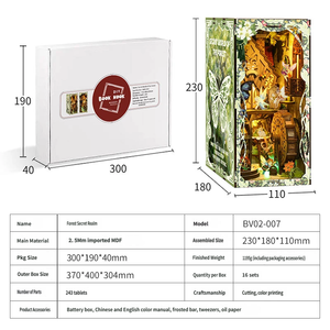Kit de bricolage pour coin lecture Secret World in the Forest, puzzle en bois 3D avec lumière LED, maison miniature de conte de fées, cadeau créatif - Product Image 4