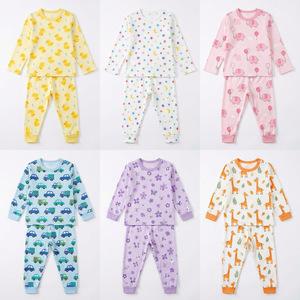 Ensemble pyjama bébé en coton imprimé, doux, sûr, écologique, manches longues, fermeture boutonnée, haut et pantalon tricotés, unisexe - Product Image 2