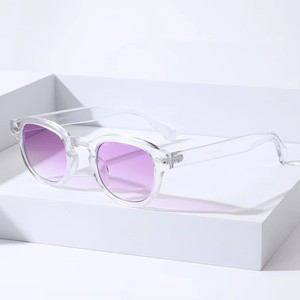 New Fashion Retro Round <strong>Sunglasses</strong> for <strong>Women</strong> Men Transparent Full Rim Frame <strong>Blue</strong> Lens UV400 Protection Trendy Eyewear - Product Image 4