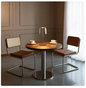 Oval <strong>Industrial</strong> Wind <strong>Design</strong> Stainless Steel Frame Solid Wood <strong>Top</strong> Commercial Restaurant Table Chair Combination for Cafe Dining - Product Image 5