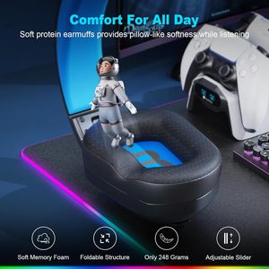 หูฟังเกมมิ่ง Rambotech 2.4G+BT+แบบมีสาย 3-in-1 ไตรโหมด ชิปเซ็ต JL ไดนามิก พร้อมแผ่นรองหูฟังผ้าระบายอากาศ สำหรับเดินทาง รุ่น GM910 - Product Image 2