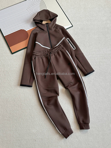 Ensemble de survêtement unisexe <span class=keywords><strong>à</strong></span> capuche avec bande réfléchissante et logo, pantalon <span class=keywords><strong>à</strong></span> revers pour activités sportives en extérieur - Product Image 5