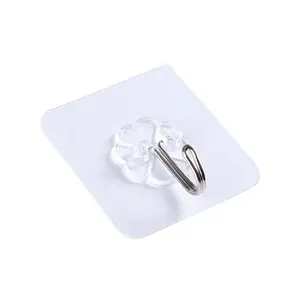 Transparent Self-Adhesive Stainless Steel Hook Strong Key Storage Hanger for Kitchen Bathroom Door Wall for Towels Tools Cloth