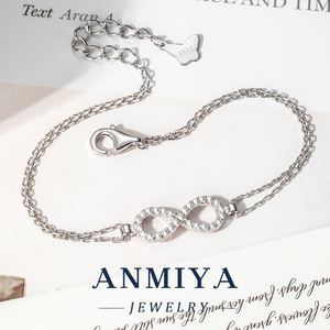 Perhiasan perak Sterling 925 gelang Strip Clover & Mobius dengan desain simbol tak terbatas untuk hadiah cinta abadi - Product Image 3