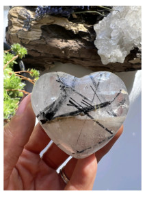 Cœur sculpté en tourmaline noire, Cœur en quartz tourmaline bombé, Cristal de rutilation noire, Décoration intérieure, Cadeau et artisanat, Prix de gros - Product Image 3