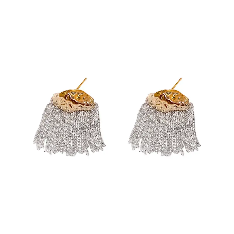 Chain tassel earrings niche light luxury style design high sense earrings