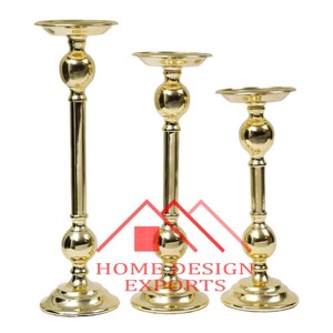 Bougeoirs en laiton poli brillant de haute qualité pour décor d'événements de mariage support de pilier de bougie en laiton pour l'utilisation de la vaisselle - Product Image 1