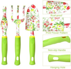 6 uds. Kit de herramientas manuales de aluminio de alta resistencia, tijeras de podar Floral con estampado, rastrillo, pala, juego de herramientas de jardín - Product Image 3