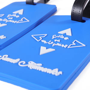 علامة أمتعة قابلة للتعديل بشعار أبيض منقوش من كلوريد البولي فينيل أزرق مخصص لوكالات السفر هدايا ترويجية لشركات الطيران - Product Image 2