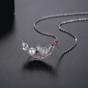 LUOTEEMI אופנה נוצץ קריסטל זירקון פייב Vintage חי מזל ציפור הצהרת תליון שרשראות נשים תכשיטי מתנה - Product Image 6