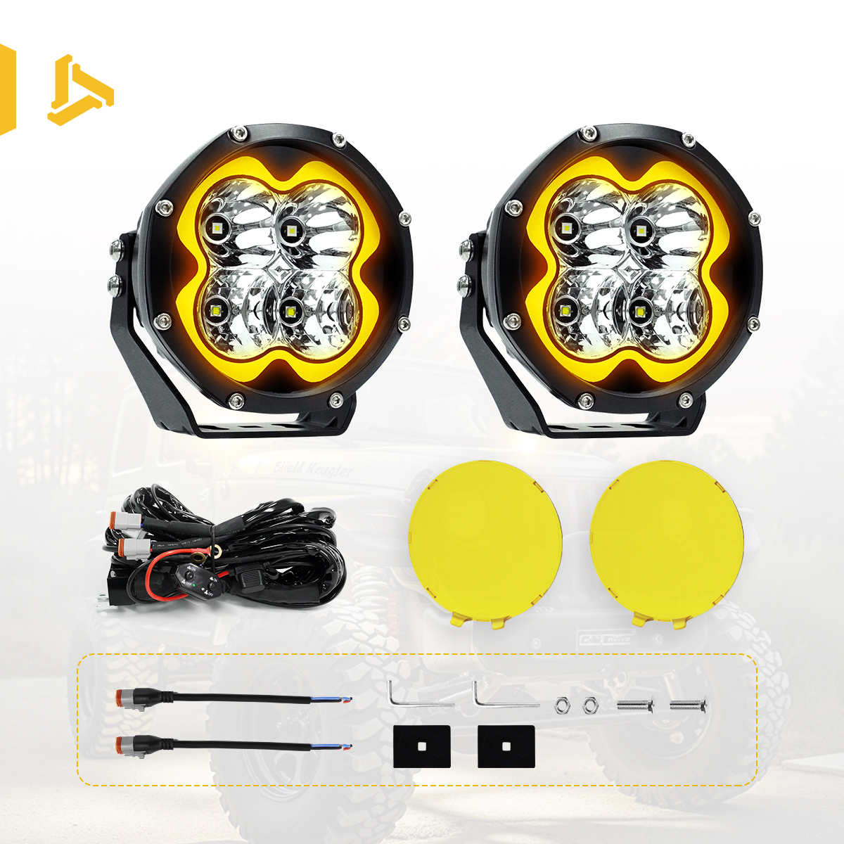Kit d'éclairage (paire + couvercle jaune + faisceau de câbles)