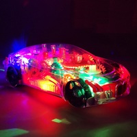 LONGXI Voiture électrique légère 3D à engrenages transparents Voiture jouet Véhicule auto Rotation à 360 degrés Course électrique Happy Swing pour enfants