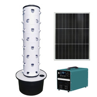 Tour de culture hydroponique verticale, tour aéroponique pour fruits et légumes avec réservoir d'eau, pompe et système d'énergie solaire