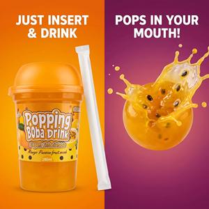 Boisson RTD en gros à la mangue et au fruit de la passion avec boba éclatant 280ml |   Perles de Boba Éclatantes au <span class=keywords><strong>Jus</strong></span> Exotique avec Paille – Testé en Supermarché - Product Image 2