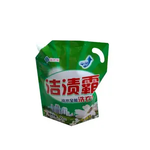 Pochettes à bec liquide 2 KG sacs de détergent Doypack sac d'emballage de blanchisserie en nylon avec bec