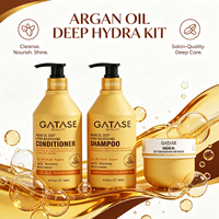 Kit de Shampooing, Après-Shampooing et Masque Capillaire à l'Huile d'Argan pour Cheveux Frisés, Secs et Abîmés, Sans Sulfate, Vente en Gros OEM