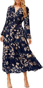 <span class=keywords><strong>Robe</strong></span> <span class=keywords><strong>longue</strong></span> bohème à fleurs pour femme avec logo personnalisé, col en V, taille haute, élégante, pour invité <span class=keywords><strong>de</strong></span> mariage - Product Image 2