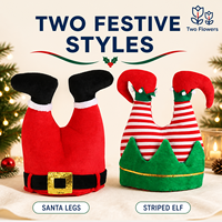 Chapeaux d'elfes de Noël - en plastique souple, coupe classique avec impression numérique motif pieds de Père Noël pour accessoires de fête cosplay