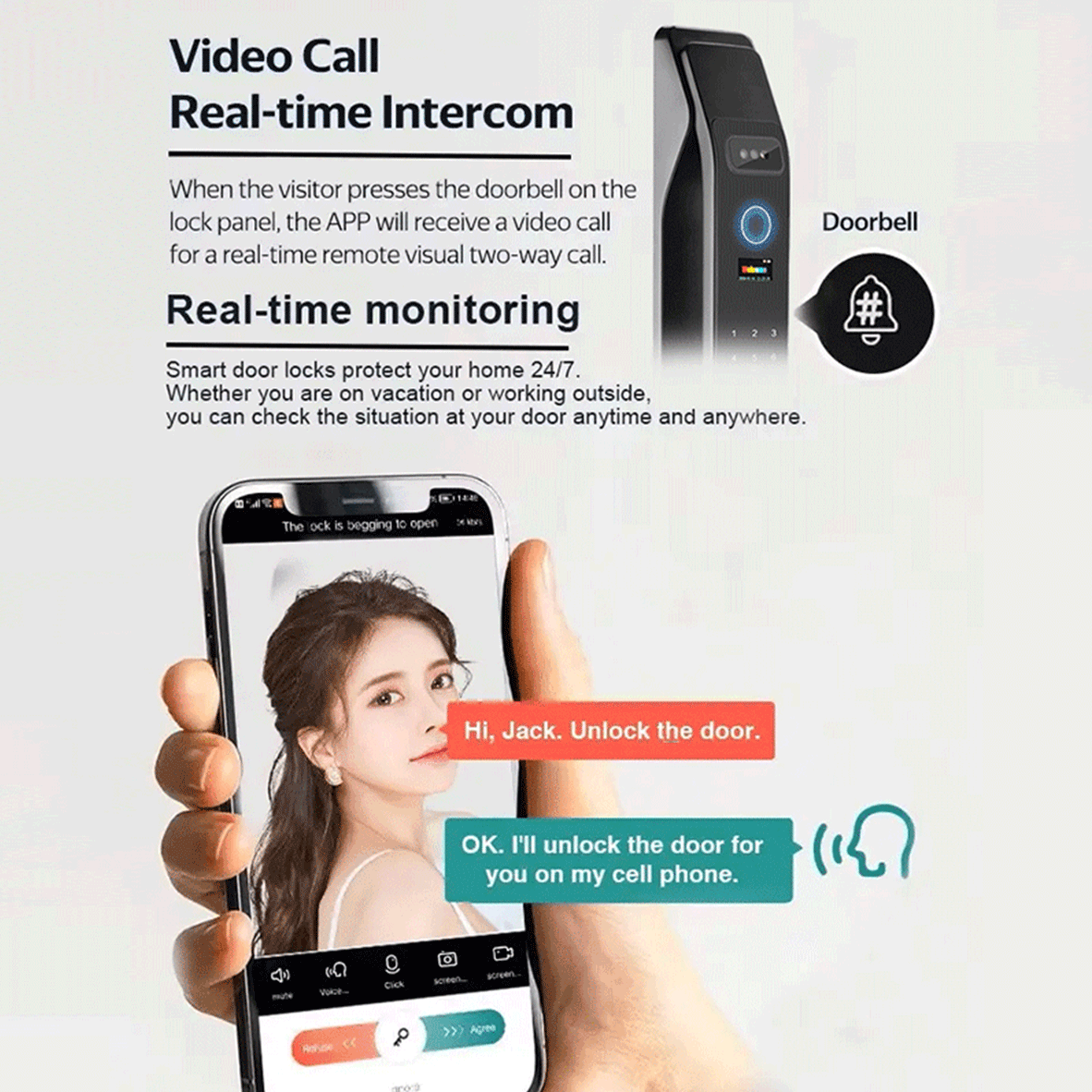 3D Facial Recognition Tuya WiFi Cloud Remote Control Smart Door Lock Security Anti-Pry Alarm Home Easy Installation Wood Door · image 5
