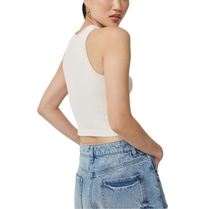 เสื้อครอปแขนกุดผ้าฝ้ายถัก 100% สำหรับฤดูร้อน ขายส่ง รับผลิตแบรนด์ของคุณเอง แห้งเร็ว ระบายอากาศดี เป็นมิตรกับสิ่งแวดล้อม สไตล์ลำลอง พิมพ์ลายดิจิทัลด้านหน้า - Product Image 3