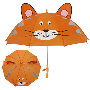 Paraguas Infantil con Diseño <span class=keywords><strong>de</strong></span> Cabeza <span class=keywords><strong>de</strong></span> Tigre, Mango Largo, 10 Varillas, Apertura Automática, Tela Pongee, para Niños y Escolares - Product Image 3