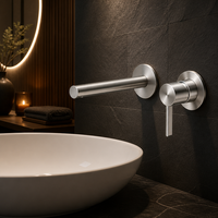 Robinet de lavabo mural en acier inoxydable SUS316 de qualité supérieure, 100% sans plomb, mitigeur d'eau chaude et froide encastré pour hôtel de luxe