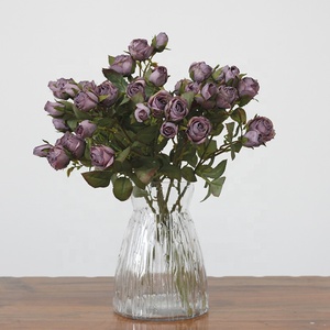 O-X237 Style européen 5 têtes Rose rétro en soie Fleur artificielle séchée Simulation Fleurs artificielles vintage Rose marron <span class=keywords><strong>café</strong></span> Tige de fleur artificielle - Product Image 2