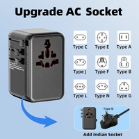 Worldplug 70W GaN chargeur rapide adaptateur de voyage international avec câble rétractable de type C prise universelle fonction PD pour ordinateur portable