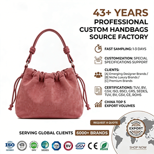 Sac à main Dusty <span class=keywords><strong>Rose</strong></span> pour femme en daim et cuir PU, sac nuage froncé à cordon de serrage avec poignée nouée, logo personnalisé, fabrication OEM - Product Image 1