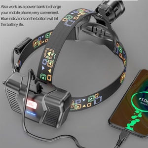 Lampe frontale puissante avec affichage de la puissance, étanche, de sécurité, P100, lampe frontale 18650, lampe torche rechargeable par USB, zoomable - Product Image 4