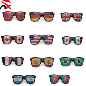 Custom Country Flag Plastic Sunglasses Football National Flag Sticker Glasses Printing logo for 2026 Soccer Fans Cheering