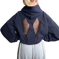 Sweat-shirt à capuche oversize pour femme, style Y2K streetwear, avec empiècements en dentelle et découpes, manches longues, couleur unie, décontracté