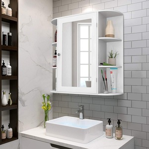<span class=keywords><strong>Armoire</strong></span> <span class=keywords><strong>à</strong></span> <span class=keywords><strong>pharmacie</strong></span> murale <span class=keywords><strong>à</strong></span> porte unique avec miroir, 4 étagères intérieures pour cosmétiques, multifonctionnelle, salle de bain, prix bas - Product Image 2
