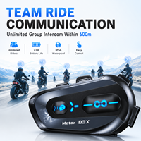 Casque de moto avec interphone de groupe 5.4, communication un-vers-plusieurs, partage de musique semi-duplex, IPX6, 1000mAh
