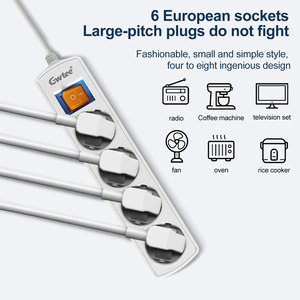 Tiêu chuẩn Châu Âu 4 gang mở rộng ổ cắm với thống nhất chuyển đổi điện 4 gang <span class=keywords><strong>Power</strong></span> Strip - Product Image 3