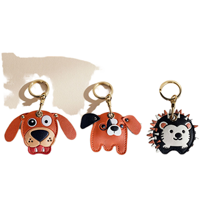 QY Porte-Clés Créatif En Cuir Bulldog Avec Charm Chien Cartoon Pour Amoureux Des Animaux - Product Image 1