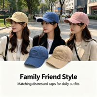 Casquette de baseball personnalisée avec broderie 3D, effet vieilli et délavé, couleur unie, style vintage, casquette de papa déchirée, visière incurvée réglable avec logo