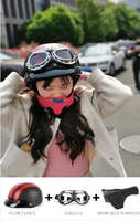 Demi-casque de moto rétro allemand fait à la main en cuir demi-visage à boucle à dégagement rapide lunettes DOT approuvé