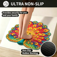 Tapis décoratif antidérapant et absorbant l'eau en forme de paon coloré pour salon et salle de bain (vente en gros)