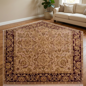 One of the Kind Indian Hand-Knotted Rug 10'0'' X 10'0 <b>Red</b>/Brown Natural <b>Wool</b> & Cotton ABC Rugs Kilims Collection - Product Image 3